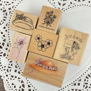 Vintage mailbox hats flower rubber stamps journal mixed media art